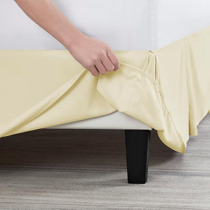 Nestl Vanilla Yellow Bed Skirt King Size - King Bed Skirt 14 Inch Drop - Brushed Microfiber Bed Skirts - Hotel Quality Pleated Bed Skirt - Shrinkage & Fade Resistant