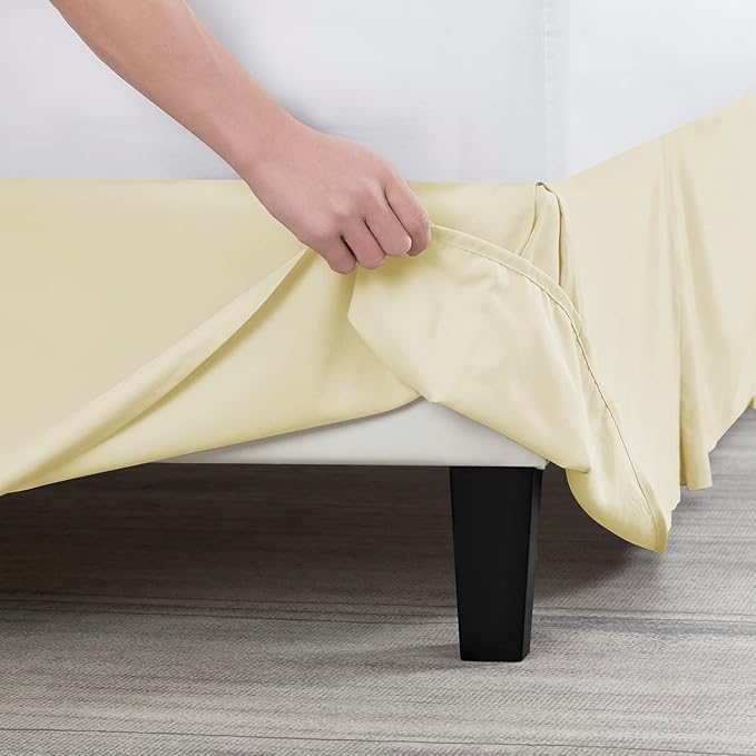 Nestl Vanilla Yellow Bed Skirt Cal King Size - Cal King Bed Skirt 14 Inch Drop - Brushed Microfiber Bed Skirts - Hotel Quality Pleated Bed Skirt - Shrinkage & Fade Resistant
