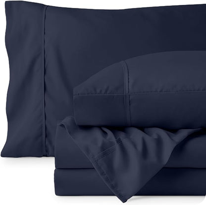Bare Home Full Sheet Set - Luxury 1800 Ultra-Soft Microfiber Full Bed Sheets - Double Brushed - Deep Pockets - Easy Fit - 4 Piece Set - Bedding Sheets & Pillowcases (Full, Midnight Blue)