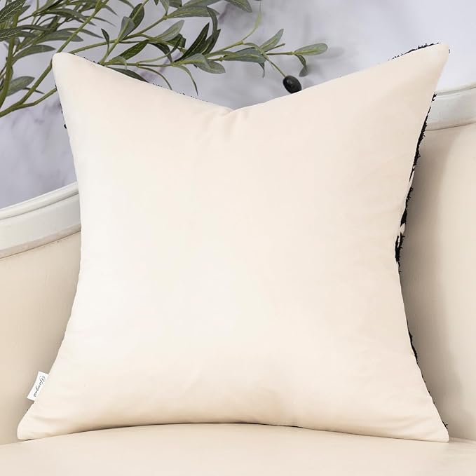 Yangest Chenille Floral Pillow Cover 20 x 20 Inches, Neutral Jacquard Square Throw Pillow Cover Soft Decorative Nature Accent Couch Pillow Cover for Living Room Bedroom, Beige