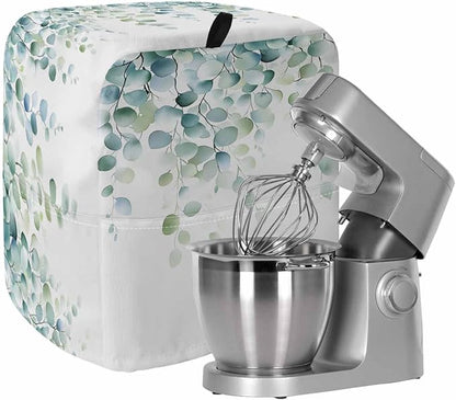 Eucalyptus Leaves Stand Mixer Dust Cover with Storage Pocket & Handles, Fits All Tilt Head & Bowl Lift Spring Botanical Vines Kitchen Appliance Cover Organizer Watercolor Bag Accessories, 6-8 Quart