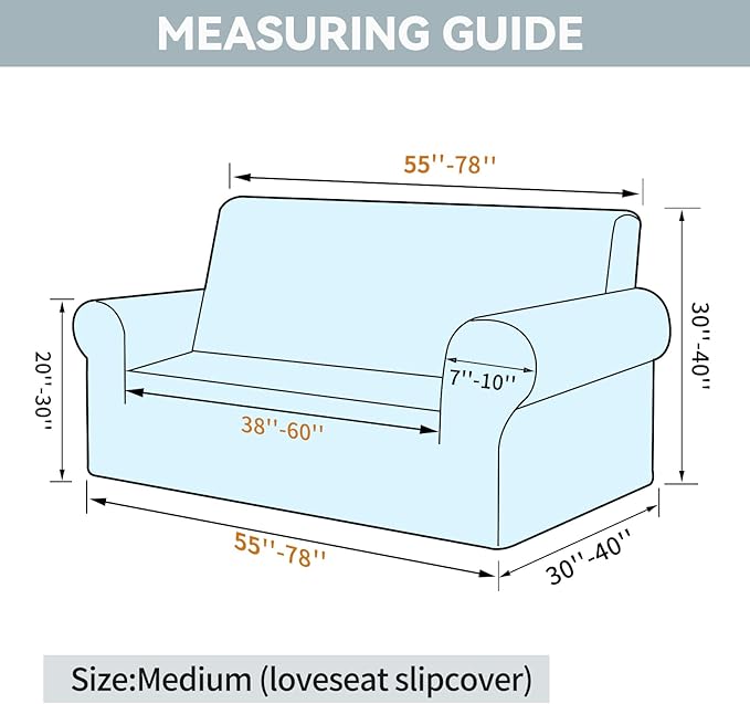 LURKA Stretch Loveseat Sofa Slipcovers 1 Piece Couch Covers for Sofa Furniture Protector Full Sofa Covers with Elastic Bottom for Kids and Dog (Medium,Royal Blue)