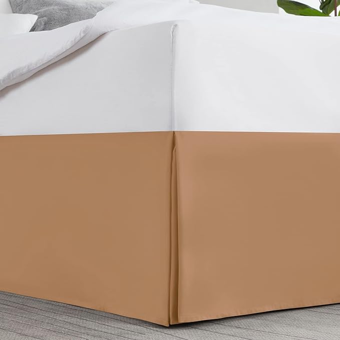 Nestl Light Brown Full Bed Skirt - Full Size Bed Skirt 14 Inch Drop - Brushed Microfiber Bed Skirts - Hotel Quality Pleated Bed Skirt - Shrinkage & Fade Resistant