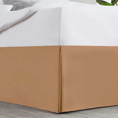 Nestl Light Brown Full Bed Skirt - Full Size Bed Skirt 14 Inch Drop - Brushed Microfiber Bed Skirts - Hotel Quality Pleated Bed Skirt - Shrinkage & Fade Resistant