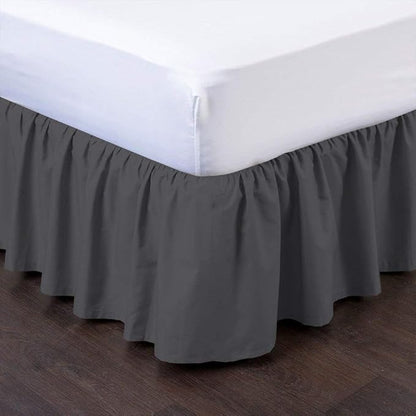 Bed Skirt - Ruffled Bed Skirt (Full, Dark Grey) 12 Inch Drop Dust Ruffle with Platform, 100% Cotton 800 Thread Count Fabric - Dust Ruffle Bedskirt for Easy Fitting and Easy Care