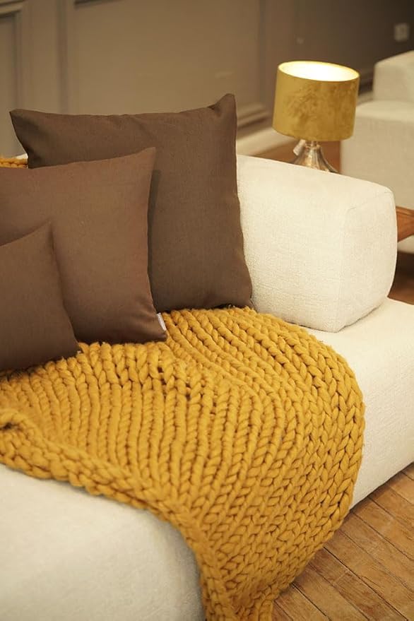 Haven & Glow Decorative Throw Pillow Cover – Rectangular Cushion Case with Zipper | Modern Sofa, Couch & Bed Accent Pillow Covers for Room, Bedroom & Home Decor | 20 x 12 Inch – Dark Brown – 2 Pc