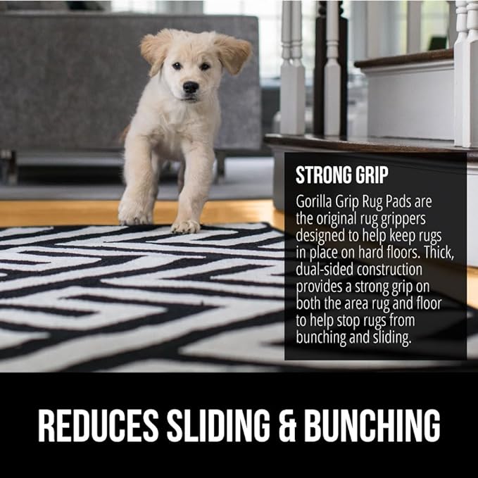 GORILLA GRIP Strong Rug Pad Gripper, 6x9 FT, US Designed, Grips Help Keep Area Rugs Safe and in Place, Slip and Skid Resistant Pads for Hard Floors, Under Carpet Mat Cushion and Hardwood Protection