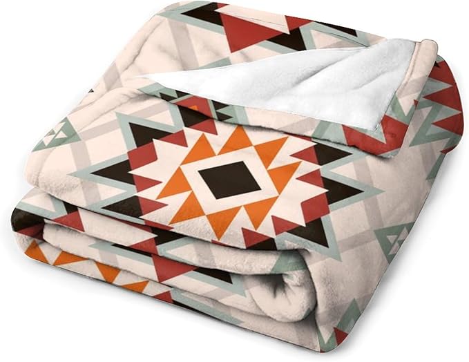 Southwest Style Blanket, Boho Geometric Print Throw Blanket Tribal Aztec Blanket for Couch Bed Sofa Cover Throw Home DéCor 60"x80"