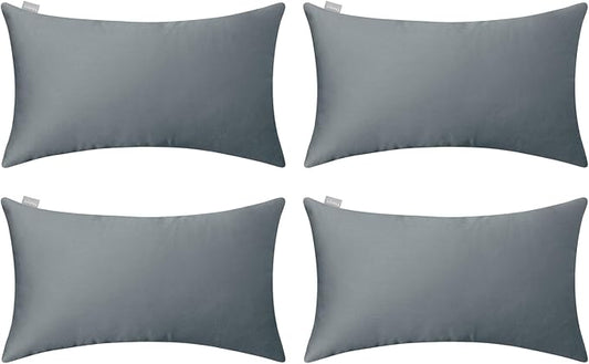 4-Pack 100% Cotton Lumbar Comfortable Solid Decorative Throw Pillow Case,Thmyo Rectangle Cushion Cover Pillowcase Sublimation Blank Pillow Covers DIY Throw Pillowcase(12x20inch/30x50cm, Dark Grey)