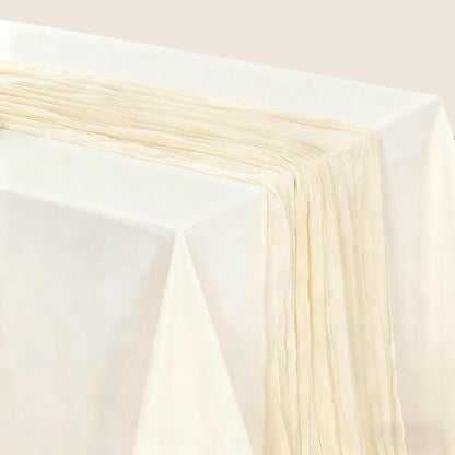 BALCONY & FALCON 2 Pack Beige Cheesecloth Table Runner 10FT 120 Inch Rustic & Boho Farmhouse Gauze Cheese Cloth Runners for Wedding Fall Thanksgiving Christmas Party Baby Shower Birthday Decor