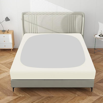 PureFit Stretchy Box Spring Cover Queen - Elastic Fitted Box Spring Wrap Around 4 Sides, Wrinkle & Fading Resistant Fits Queen Size Beds, Ivory