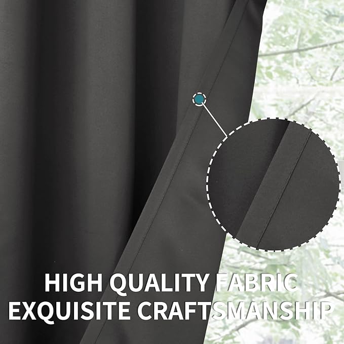 BGment Blackout Curtains 40 Inches Long for Bedroom, Short Thermal Insulated Drapes with Rod Pocket Room Darkeng Blinds Privacy for Bathroom Kitchen Windows, Dark Grey, 2 Panels, 42 x 40 Inch