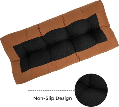 FUNHOME Outdoor Bench Cushion 42 x18 inch with Non-Slip Grips,Water Resistant Porch Swing Cushion,Bench Pillow Pads,Tufted Cushions for Patio Garden Furniture,42" Seat Cushions(Caramel Orange)