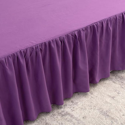 Bed Skirt Queen Size Ruffled Bed Skirt with Split Corners, 14 Inch Drop Dust Ruffle Bed Skirts with Platform, Gathered Style, 100% Microfiber, Grape