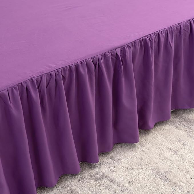 Bed Skirt King Size Ruffled Bed Skirt with Split Corners, King Bed Skirt 16 Inch Drop, King Size Bed Skirt Grape for Ruffled Bed Skirt with Split Corners, Bed Skirt King Size