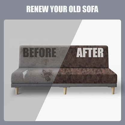 molasofa Leather Like Stretch Futon Slipcover Armless Futon Bed Sofa Cover Furniture Protector with Elastic Bottom, Soft and Washable Futon Cover for Sofa Bed Stay in Place（Larger，Brown）