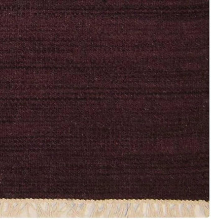Rugsotic Carpets Hand Woven Flat Weave Kilim Wool ECO-Friendly Area Rugs - 2'6''x10', Runner Shape, Plum Color, Solid Plain Design, Low Pile Handmade Area Rugs for Living Room, Bed Room (D00111)