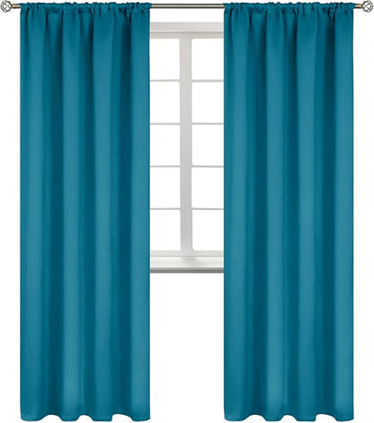 BGment Rod Pocket Blackout Curtains for Bedroom - Thermal Insulated Room Darkening Curtain for Living Room, Peacockblue, 42 x 84 Inch, 2 Panels