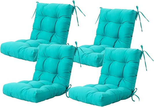 ARTPLAN Seat/Back Outdoor Chair Cushion,Set of 4 Patio Chair Cushion with Tie,Tufted Replacement for Patio Furniture,20x20x4 Inches,4 Count