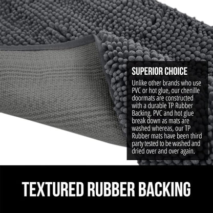 GORILLA GRIP SOAKSTOPPER Dog Door Mat, Machine Washable Rug Absorbent Doormat Captures Moisture Mud Dirt, Quick Dry Soft Chenille Entryway Rugs Indoor Entrance Mats for Dog Paws, 24x17 Charcoal