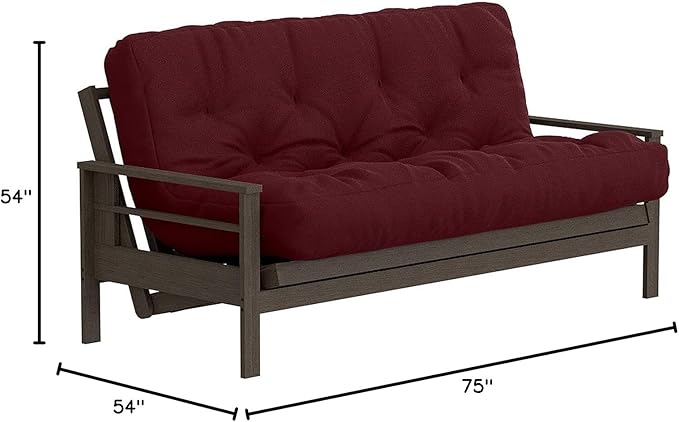 Royal Sleep Products by The Futon Factory 6 inch Foam Futon Mattress - Solid Burgundy Cover - Full Size - CertiPUR Certified Foams - Made in USA - (Frame not Included)