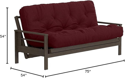 Royal Sleep Products by The Futon Factory 6 inch Foam Futon Mattress - Solid Burgundy Cover - Full Size - CertiPUR Certified Foams - Made in USA - (Frame not Included)