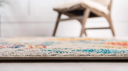 Unique Loom Positano Collection Coastal Modern Turtles Beige Area Rug (5' x 8')