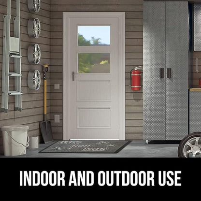 GORILLA GRIP 100% Waterproof All-Season WeatherMax Doormat 35x23, US Designed Natural Rubber, Stain and Fade Resistant, Low Profile Indoor Outdoor Door Mats, Easy Clean Patio Mat, Stone Paws