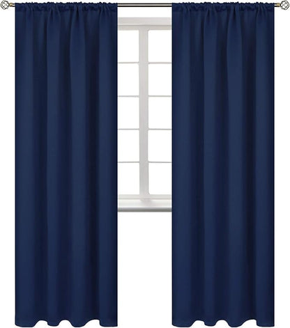 BGment Rod Pocket Blackout Curtains for Bedroom 84 Inches Length - Thermal Insulated Room Darkening Curtain for Living Room, 42 x 84 Inch, 2 Panels, Navy Blue