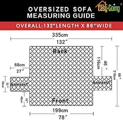 Easy-Going Reversible Oversized Couch Cover for 3 Cushion Couch Sofa Cover for Dogs Water Resistant Furniture Protector Cover with Foam Sticks for Pet (Oversized Sofa, Light Gray/Ivory)
