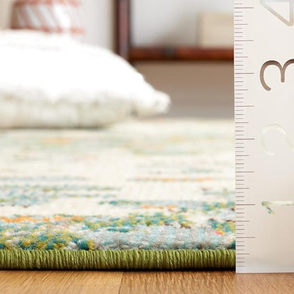 SAFAVIEH Monaco Collection Area Rug - 9' x 12', Sage & Rust, Contemporary Design, Slip Resistant & Stain Resistant, Ideal for High Traffic Areas in Living Room, Bedroom & Dining Room (MNC225W-9)