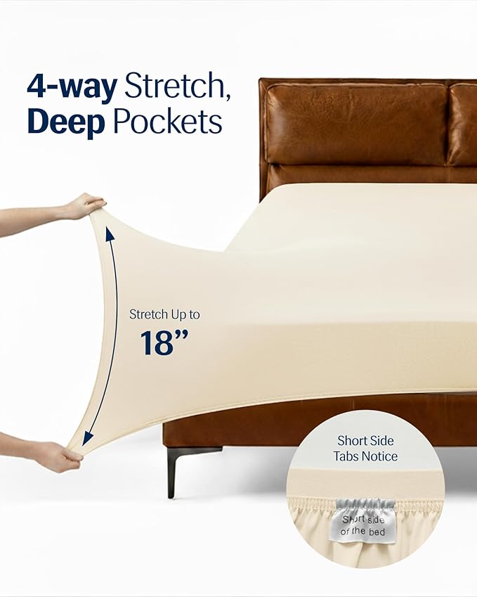 REST® Evercool®+ Starter Sheet Set, Cali King Ivory, Breathable Bed Sheet for Hot Sleeper and Night Sweats, with Pillowcases, Ionic+ Self-Cleaning Silver Yarn for Sensitive Skin, 3PCS No Flat Sheet