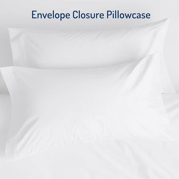 Degrees of Comfort Twin Sheet Set for Air Mattress – Extra Deep Pocket Fitted Sheet up to 22”, 4-Piece Bedding Sets with Dual Side Storage Pockets,Soft & Wrinkle-Free, Breathable Fabric, White