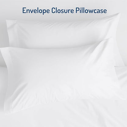 Degrees of Comfort Twin Sheet Set for Air Mattress – Extra Deep Pocket Fitted Sheet up to 22”, 4-Piece Bedding Sets with Dual Side Storage Pockets,Soft & Wrinkle-Free, Breathable Fabric, White