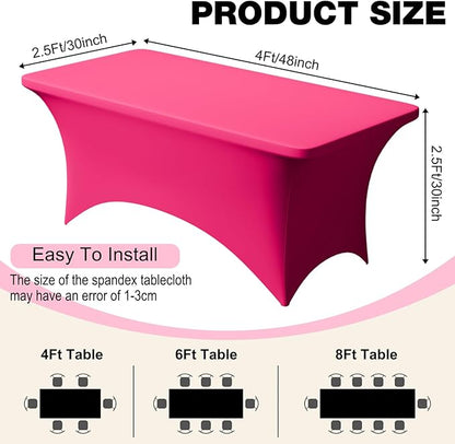 Trlyc 1 Pack 4FT Spandex Table Cloth - 48 x 30 Inch Rectangular Stretch Tablecloth, Wrinkle Resistant Scretch Table Cover for Wedding, Party, Banquet, Picnic, Outdoor Decoration (1Pcs,Fuchsia)