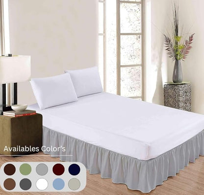 Ruffle Bed Skirt with Split Corners, Microfiber Dust Ruffled for a Perfectly Tailored Bedding Ensemble, Wrinkle and Fade Free, Easy Fit, Full Size 16 Inch Drop, Light Grey