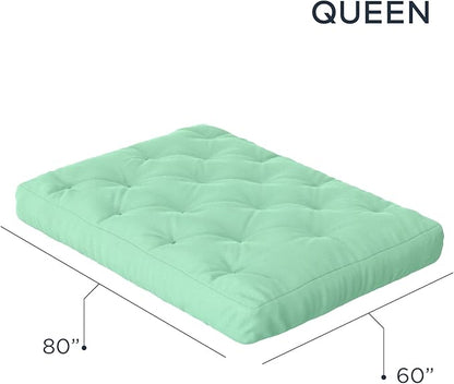 Royal Sleep Products by The Futon Factory 6 inch Foam Futon Mattress - Solid Mint Cover - Queen Size - CertiPUR Certified Foams - Made in USA - Replacement Mattress - (Frame not Included)