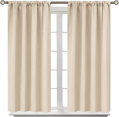 BGment Short Blackout Curtains 54 Inches Length - Rod Pocket Room Darkening Window Drapes for Bedroom Bathroom Basement Cafe, Champagne, 2 Panels, 42 x 54 Inch
