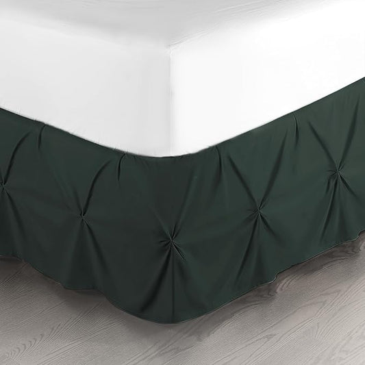 Nestl Forest Green Bed Skirt Full Size, Pinch Pleat Full Bed Skirt, 14" Inch Drop Full Bedskirt, Hotel Quality Forest Green Bed Skirts, Microfiber Bedskirt for Full Bed, Forest Green Full Bed Skirt