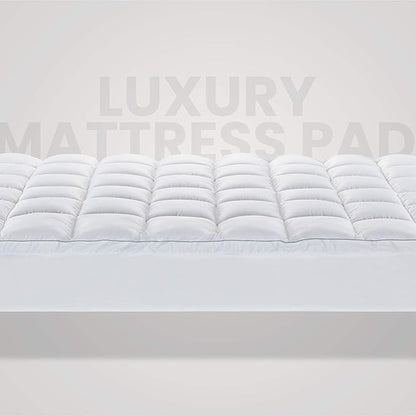 SLEEP ZONE Cotton Mattress Pad California King, Super Soft Pillow Top Mattress Topper, Thick Fluffy Mattress Cover Deep Pocket 8-21 inches, Cal King
