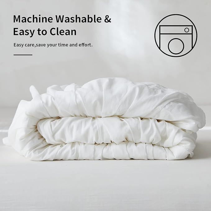 BISELINA White Ruffled Bed Skirt 18-Inch Tailored Drop Cotton Voile Dust Ruffle Soft Cozy Elegant Luxurious Bedding (18" King, White)