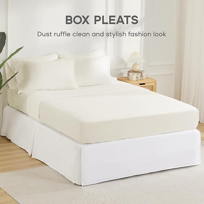 SONIVE Twin Bed Skirt,15" Drop Pleated Dust Ruffle,Classic Tailored Easy Fit Brushed Microfiber Skirts Hotel Quality Shrinkage & Fade Resistant White