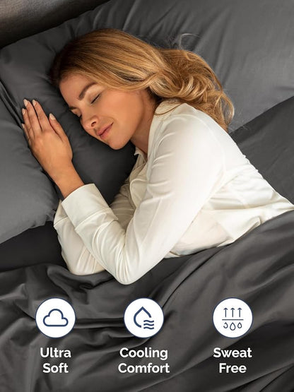 Extra Deep Pocket Queen Sheet Set - 4 Piece Breathable & Cooling Bed Sheets - Hotel Luxury Sheet Set - Soft, Wrinkle Free and Comfy - Easily Fits Extra Deep Mattresses - Deep Pocket Charcoal Sheets