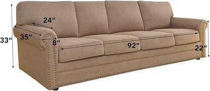 Easy-Going Stretch 4 Seater Sofa Slipcover 1-Piece Sofa Cover Furniture Protector Couch Soft with Elastic Bottom for Kids, Polyester Spandex Jacquard Fabric Small Checks Greyish Green