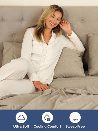 Extra Deep Pocket Twin XL Sheets - 3 Piece Breathable & Cooling Bed Sheets - Hotel Luxury Bed Sheet Set - Soft, Wrinkle Free & Comfy - Easily Fits Extra Deep Mattresses - Heathered Beige Sheets Set