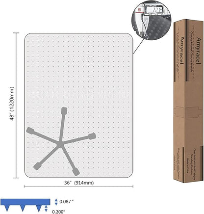 Amyracel Chair Mat for Carpet, 48'' x 36'' Clear Computer Desk Chair Mat for Low Pile Carpeted Floors, Easy Glide Plastic Floor Mat for Office Chair on Carpet Protection