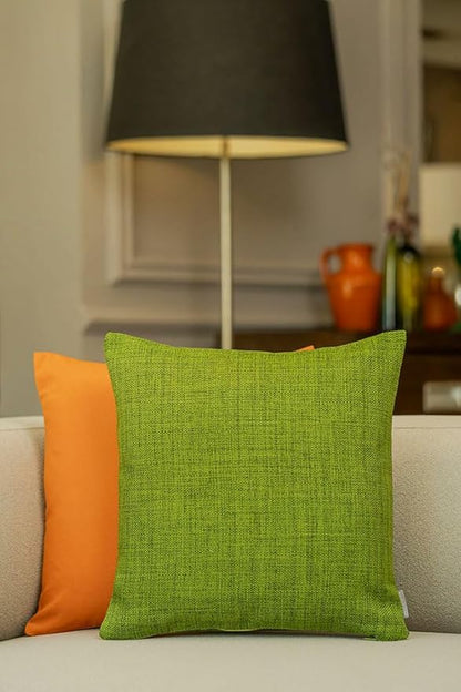 Haven & Glow Decorative Throw Pillow Cover – Square Cushion Case with Zipper | Modern Sofa, Couch & Bed Accent Pillow Covers for Living Room, Bedroom & Home Decor | 18 x 18 inches – Green – Pack of 2
