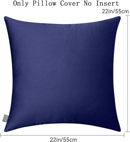 Thmyo 4-Pack 100% Cotton Comfortable Solid Decorative Throw Pillow Case Square Cushion Cover Pillowcase Sublimation Blank Pillow Covers Halloween DIY Throw Pillowcase(22x22inch/55x55cm,Dark Blue)