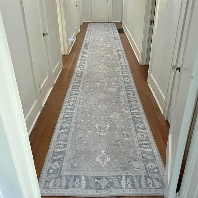 Fame Rugs Gray Modern Oushak Rug 9x12, Vintage Turkish Colorful Oriental Washable Antique Inspired Oversize Area Rugs, Luxury Living Room Bedroom (389GBB, 9' x 12)