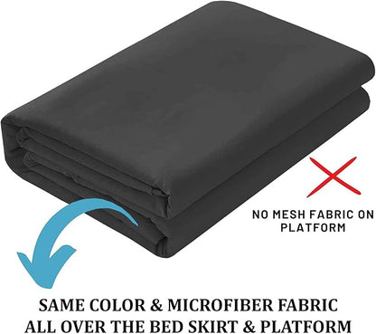 SKY BEDDINGS - Twin Size Ruffled Bed Skirt with Split Corners - 12 Inch Drop Dust Ruffle Bed Skirt with Platform Three Sided Coverage - 100% Microfiber, Dark Grey